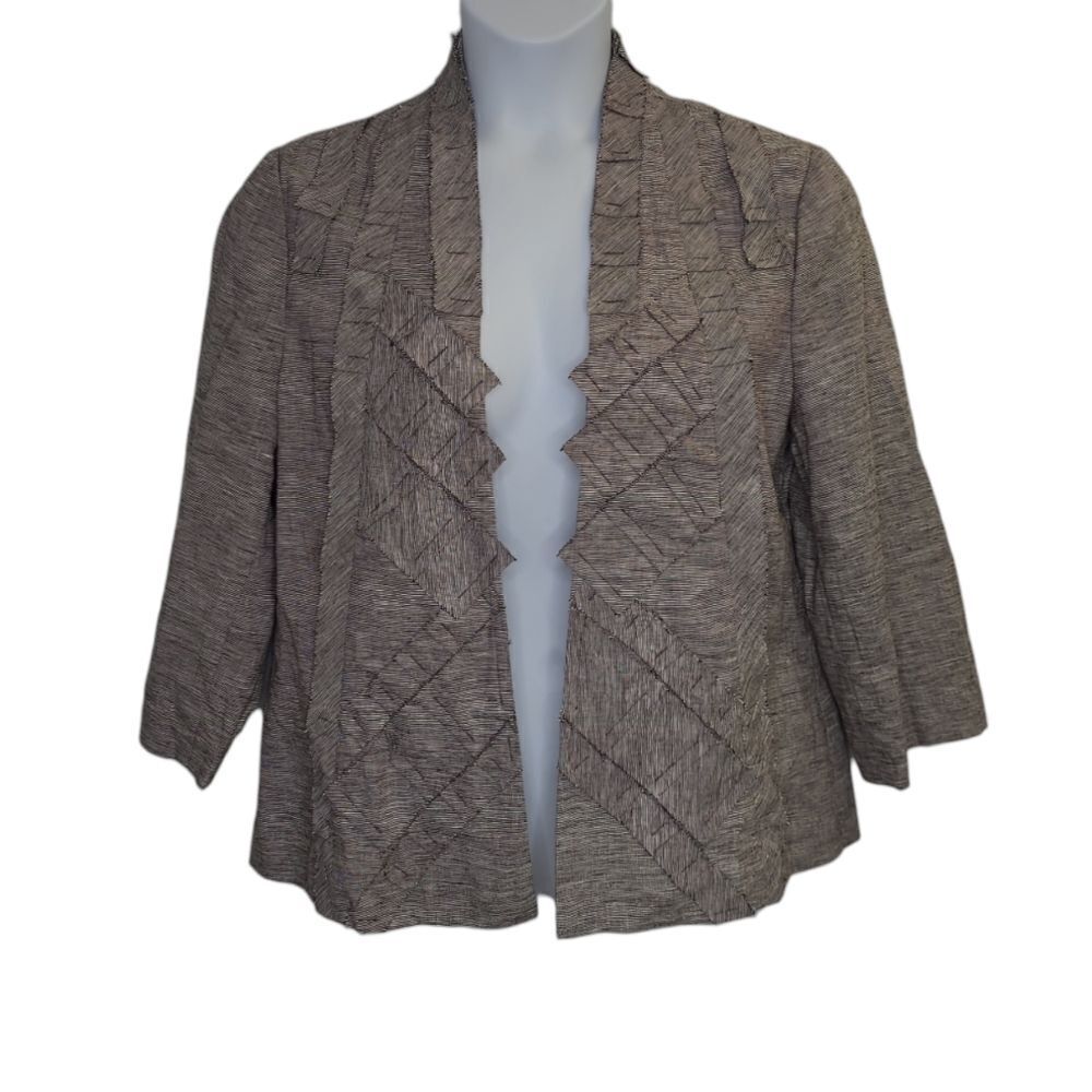 NEW Chico's linen crosshatch Haley shacket‎ in cocoa bean jacket 2/L